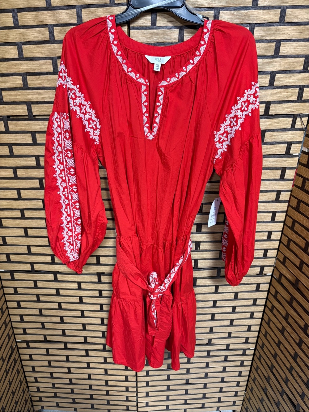 Time and tru red embroidered dress size XXL